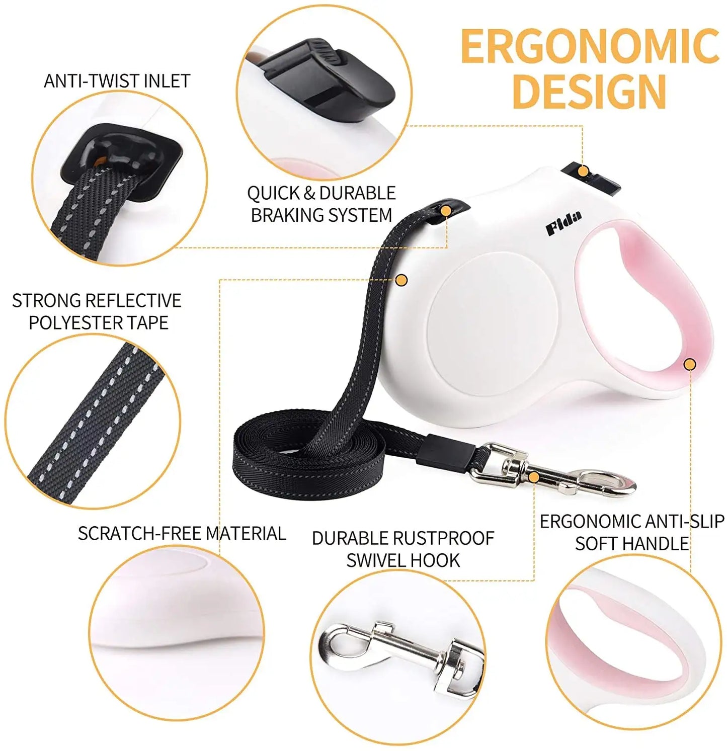 Retractable Leash with Dispenser and Poop Bags