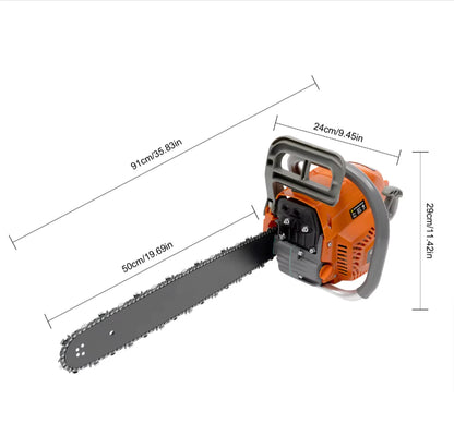 2.4KW 20-Inch Handheld Cordless Gasoline Chainsaw with Tool Bag – Adjustable Chain Tension Garden Tool