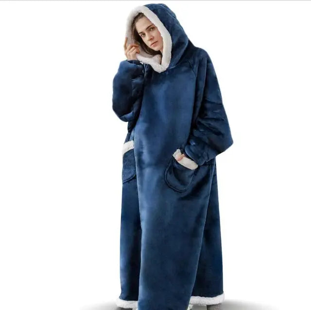 Super Long Flannel Blanket with Sleeves Winter Hoodies