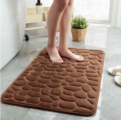 Non-Slip Embossed Cobblestone Bathroom Mat