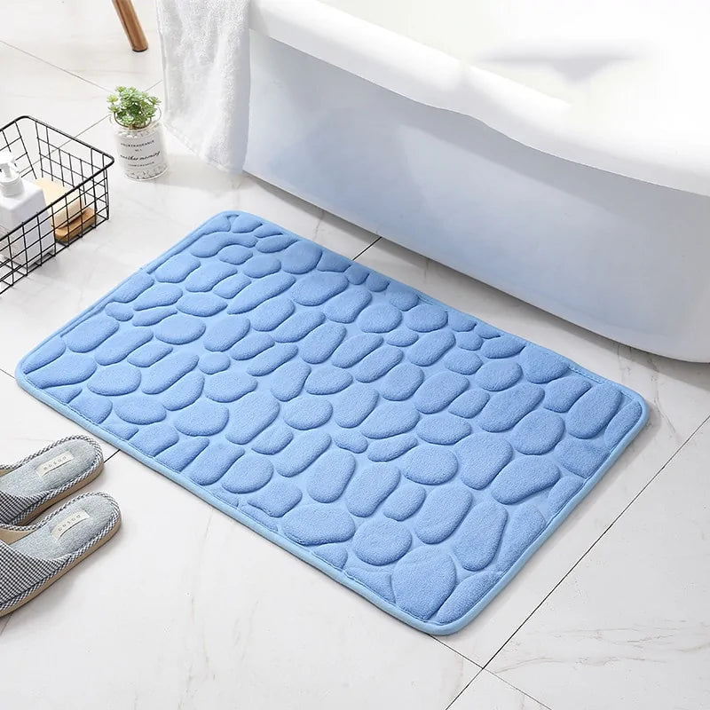 Non-Slip Embossed Cobblestone Bathroom Mat