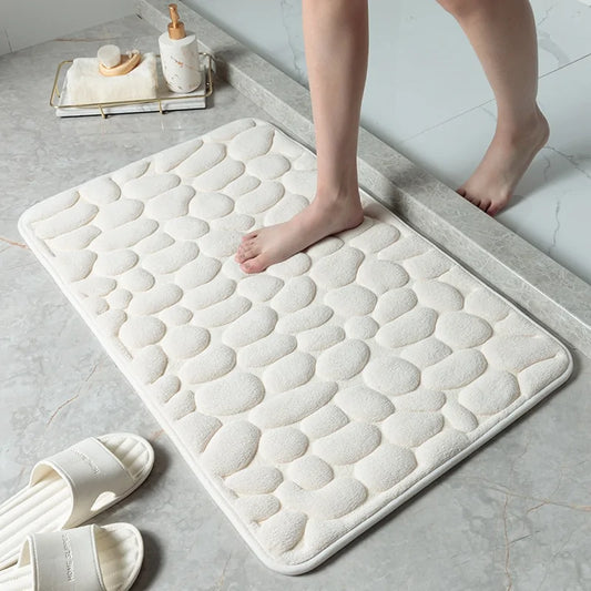 Non-Slip Embossed Cobblestone Bathroom Mat