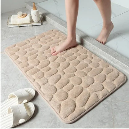 Non-Slip Embossed Cobblestone Bathroom Mat