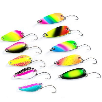 5-10 Pieces Colorful Single Hook Fishing Spoons