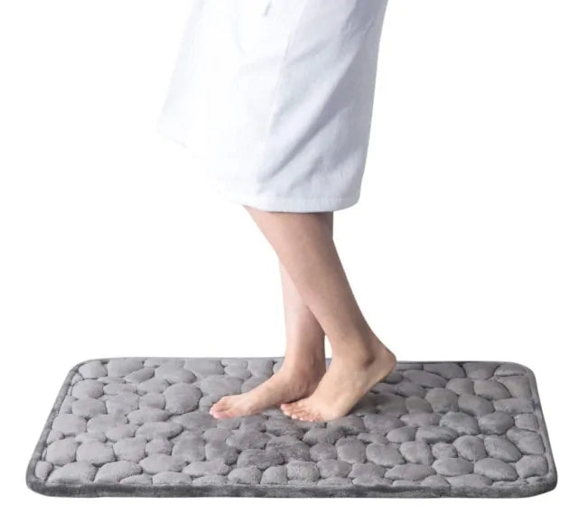 Non-Slip Embossed Cobblestone Bathroom Mat